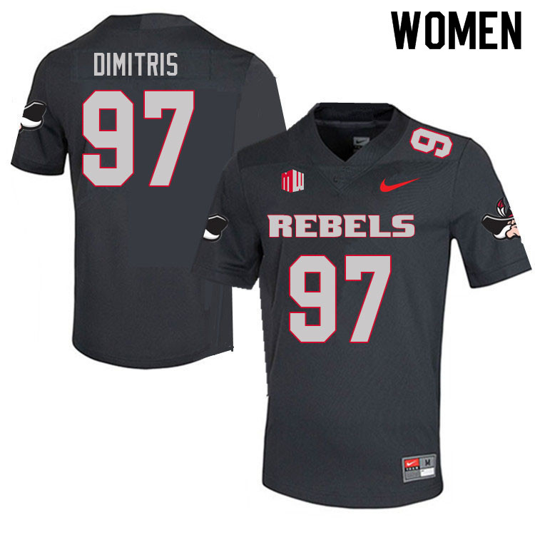 Women #97 Nick Dimitris UNLV Rebels College Football Jerseys Sale-Charcoal - Click Image to Close